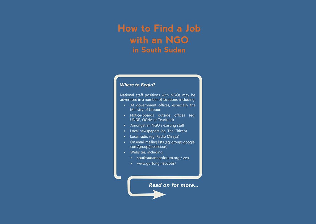 How to find a job in South Sudan Job Vacancies South Sudan NGO