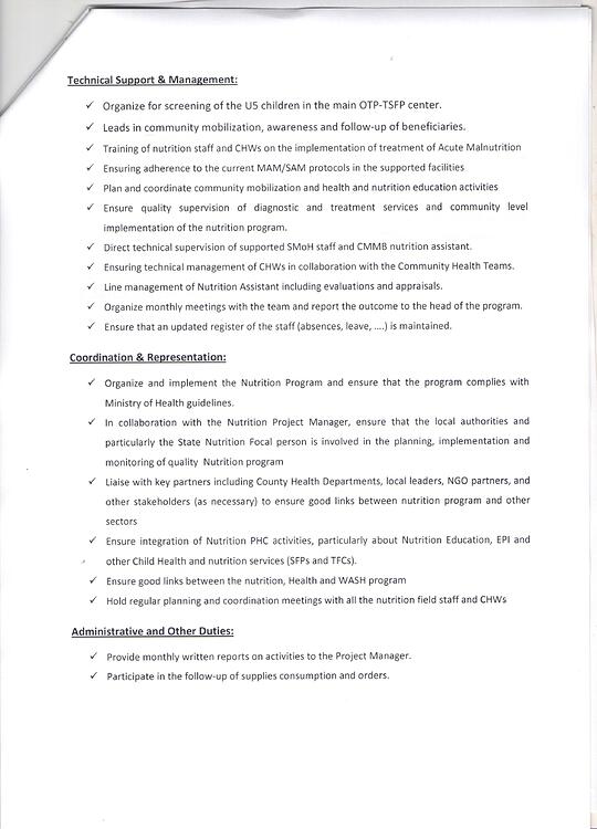 Job Advertisement Nutrition OfficerMvolo Job Vacancies South Sudan