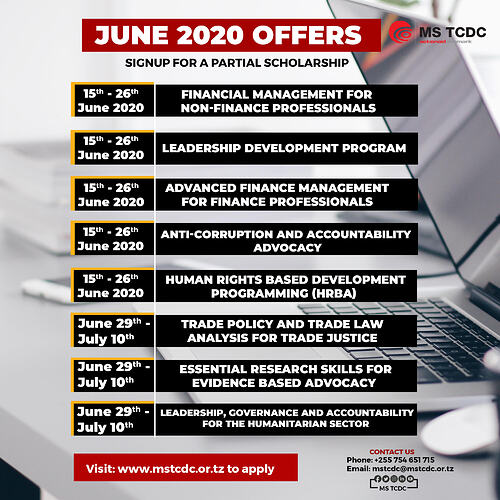 June 2020  MS TCDC Courses