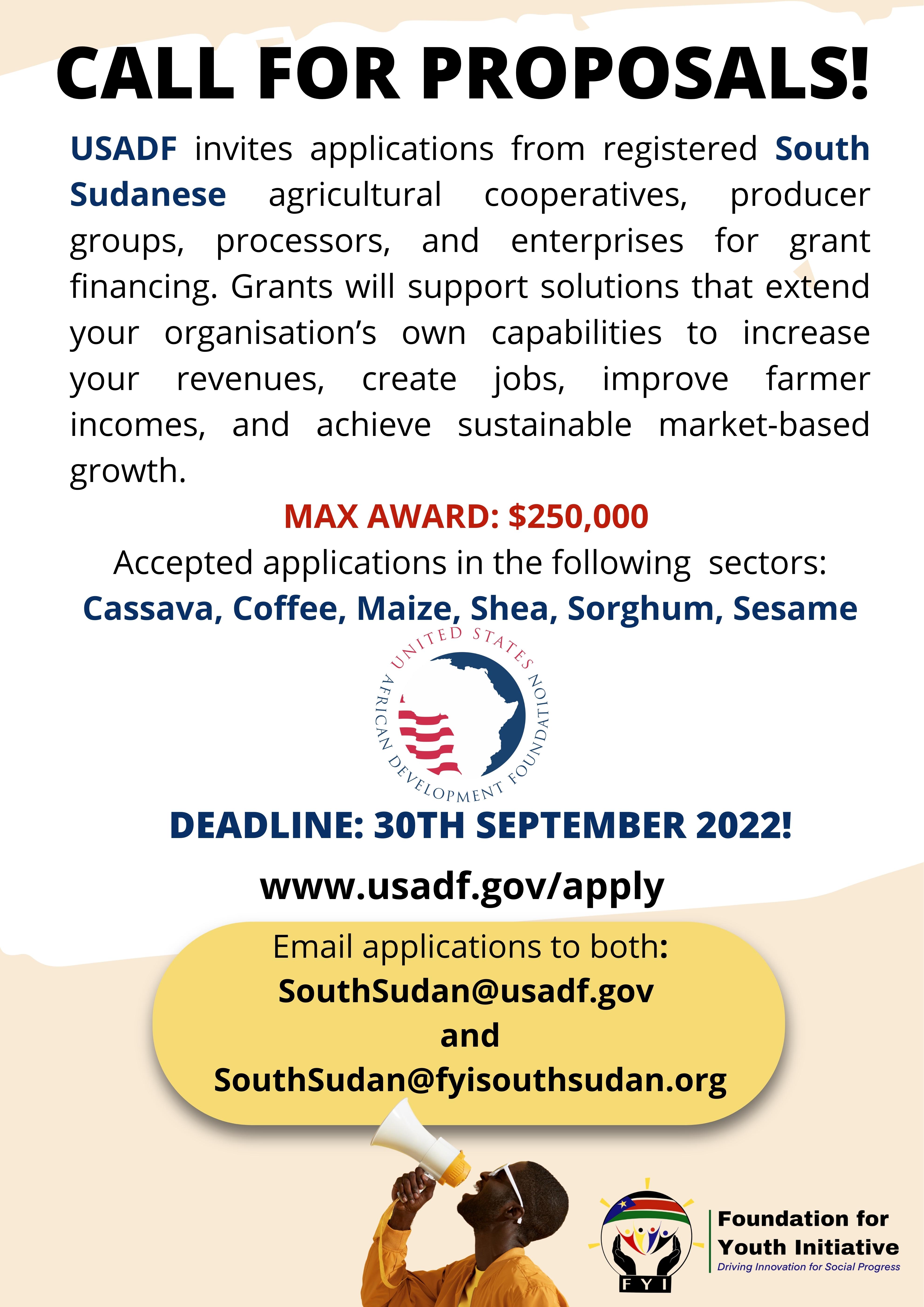 CALL FOR PROPOSALS WITH UNITED STATES AFRICAN DEVELOPMENT FOUNDATION